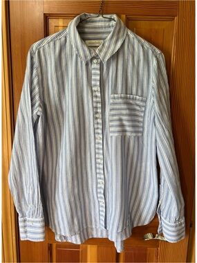 Treasure & Bond Light Blue and White Striped Button-Down Shirt